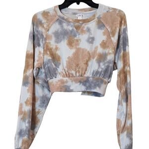 Flirtitude Active Womens XS Long Sleeve Sweatshirt Crop Top Very Soft Tie Dye